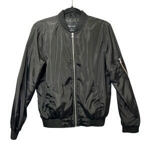 New Look Black Bomber Jacket Medium Zip Up Lightweight Casual‎ Streetwear